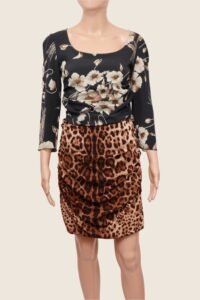 Dolce & Gabbana Mixed-Print Ruched Dress – Size IT 44