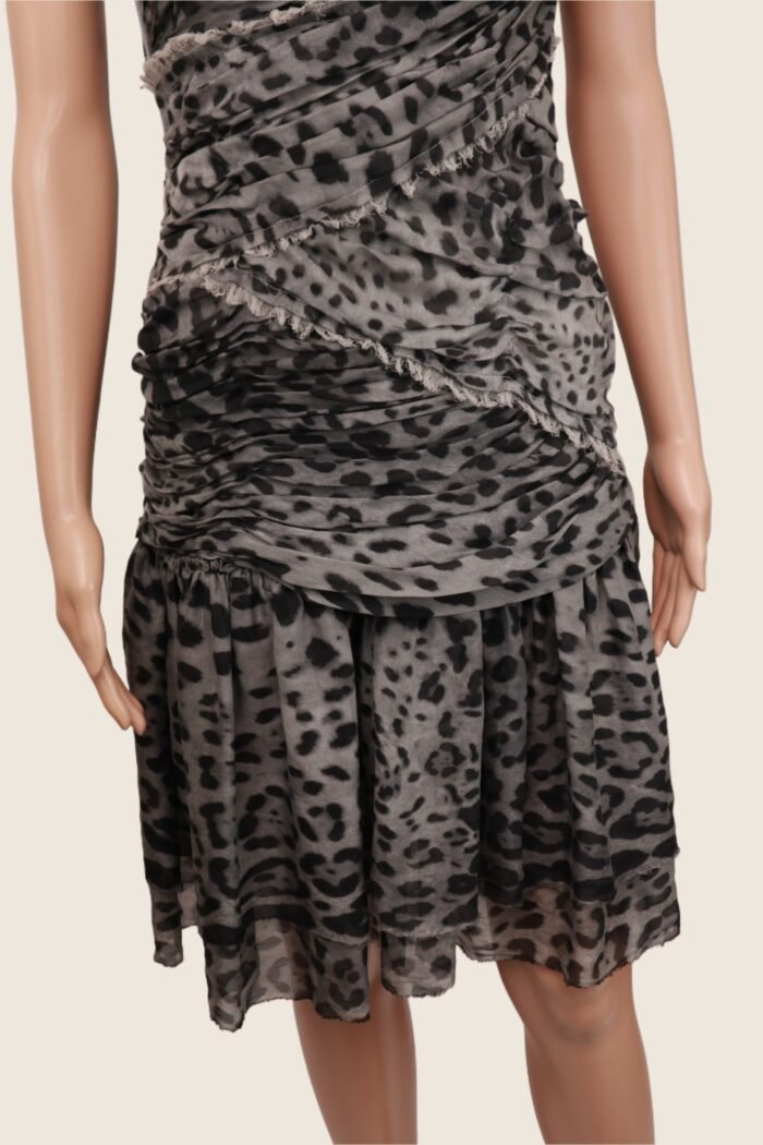 Dolce & Gabbana Ruched Leopard Silk Dress – Size IT 42 - Image 4