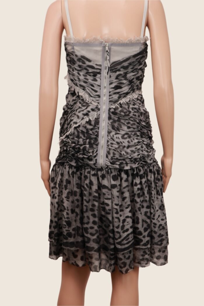 Dolce & Gabbana Ruched Leopard Silk Dress – Size IT 42 - Image 5