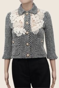 Gucci Tweed & Lace Cropped Jacket – Size IT 38 - Image 2