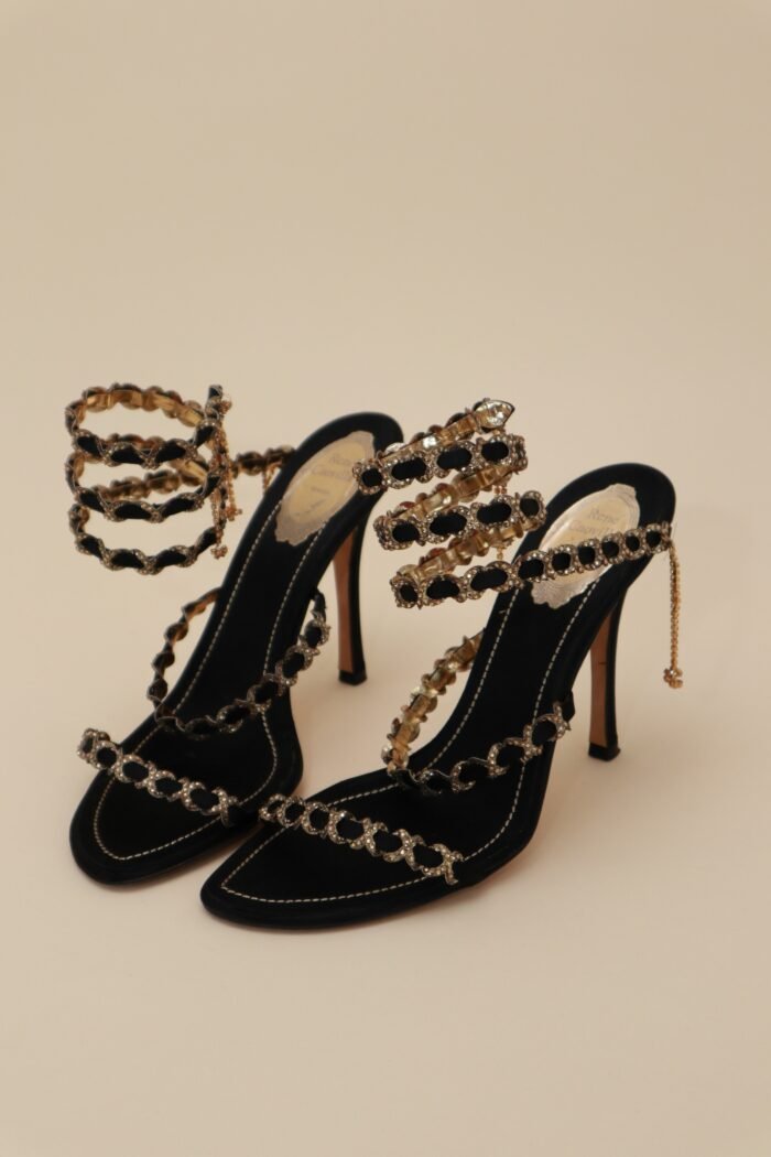 René Caovilla Gold Spiral Sandals – Size 40 - Image 1
