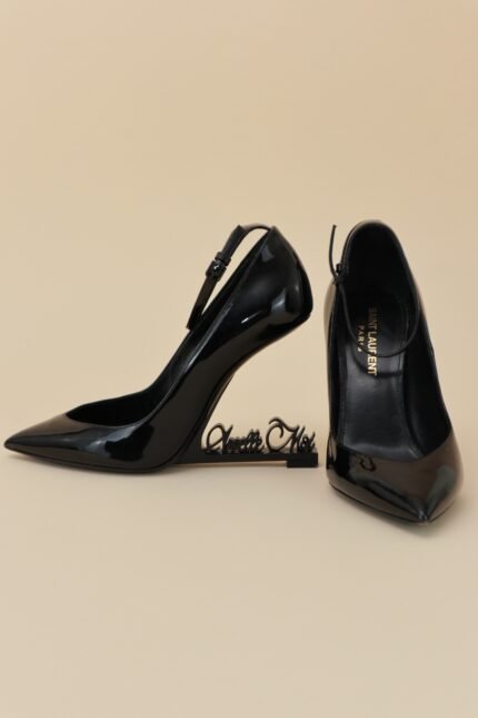 Saint Laurent “Apelle Moi” Patent Leather Wedge Heels – Size 36