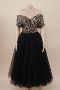 Dolce & Gabbana Leopard Tulle Off-Shoulder Gown - IT 40 - Image 2