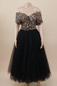 Dolce & Gabbana Leopard Tulle Off-Shoulder Gown - IT 40