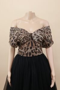 Dolce & Gabbana Leopard Tulle Off-Shoulder Gown - IT 40 - Image 3