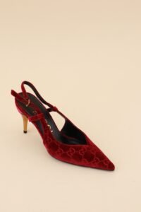 Gucci Burgundy GG Velvet Slingback Pumps -  EU 36,5. - Image 7