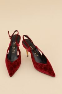 Gucci Burgundy GG Velvet Slingback Pumps -  EU 36,5.