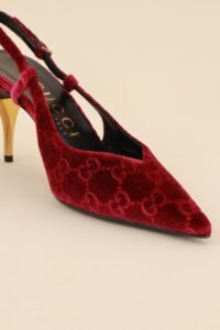 Gucci Burgundy GG Velvet Slingback Pumps -  EU 36,5. - Image 3
