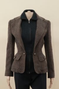 Dolce & Gabbana Tweed Blazer with Ribbed Sweater – IT 42 - Image 2