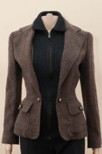 Dolce & Gabbana Tweed Blazer with Ribbed Sweater – IT 42