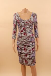 Dolce & Gabbana Silk Floral Ruched Dress - IT 40 - Image 2