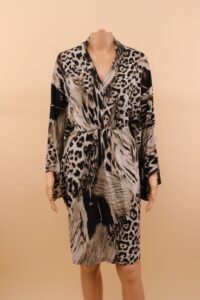 Roberto Cavalli Animal Print Draped Dress – S