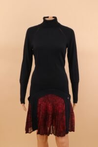 Roberto Cavalli Wool & Silk Pleated Panel Dress – IT 44