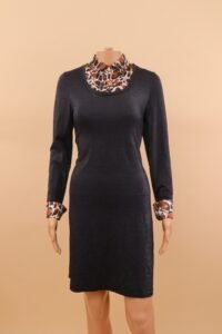 Roberto Cavalli Leopard Collar Layered Dress – L