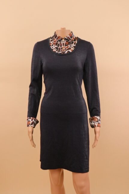 Roberto Cavalli Leopard Collar Layered Dress – L