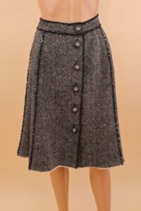 Dolce & Gabbana Tweed Herringbone Buttoned Skirt – IT 46