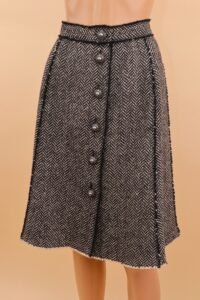 Dolce & Gabbana Tweed Herringbone Buttoned Skirt – IT 46 - Image 5