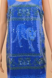 Versace Blue Panther Sequin Dress – IT 42 - Image 3