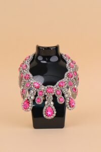 Moschino Couture pink crystal statement bib necklace - Image 2
