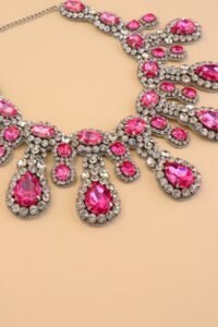 Moschino Couture pink crystal statement bib necklace - Image 3