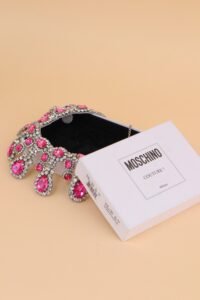 Moschino Couture pink crystal statement bib necklace - Image 5