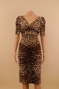 Dolce & Gabbana Leopard Ruched Silk Dress – IT 42 - Image 2