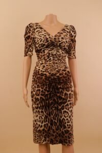Dolce & Gabbana Leopard Ruched Silk Dress – IT 42 - Image 2