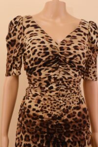 Dolce & Gabbana Leopard Ruched Silk Dress – IT 42 - Image 4
