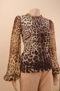 Dolce & Gabbana Leopard Silk Blouse – IT 42 - Image 2