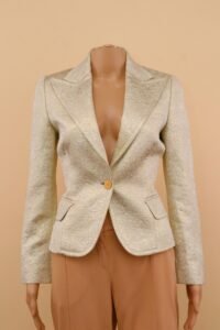 Dolce & Gabbana Gold Jacquard Tailored Blazer – IT 40 - Image 2