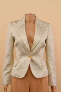 Dolce & Gabbana Gold Jacquard Tailored Blazer – IT 40