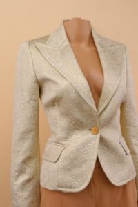 Dolce & Gabbana Gold Jacquard Tailored Blazer – IT 40 - Image 3