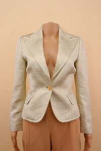 Dolce & Gabbana Gold Jacquard Tailored Blazer – IT 40