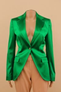 Dolce & Gabbana Emerald Satin Tailored Blazer – IT 40