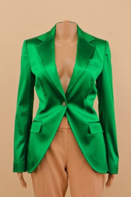 Dolce & Gabbana Emerald Satin Tailored Blazer – IT 40