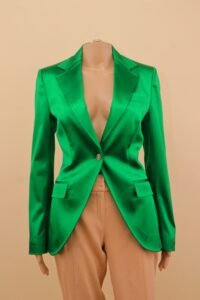Dolce & Gabbana Emerald Satin Tailored Blazer – IT 40 - Image 2