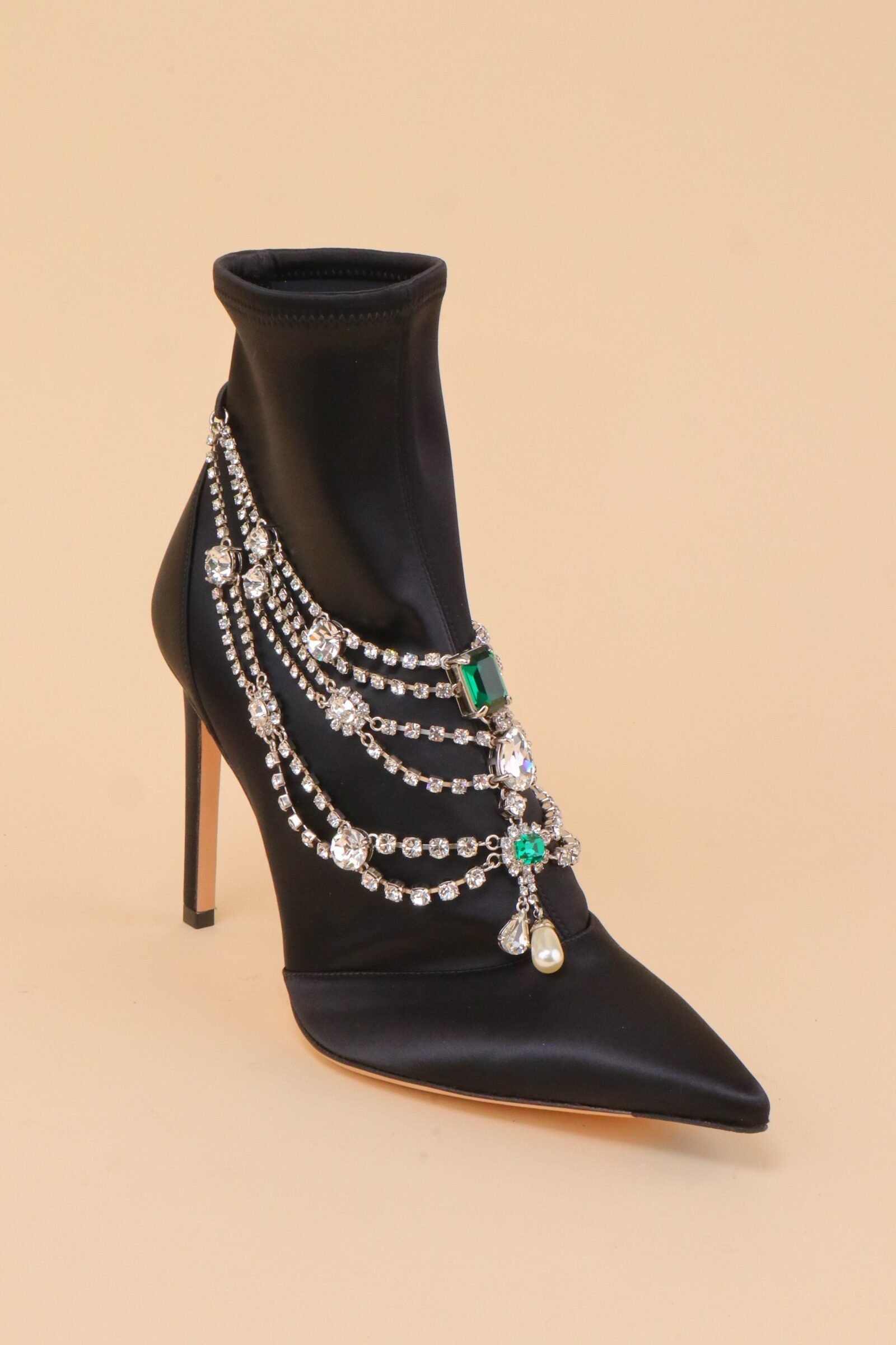 IMG_6388 Jimmy Choo Crystal Embellished Satin Ankle Boots – IT 38.5 - Image 1