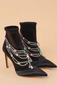 Jimmy Choo Crystal Embellished Satin Ankle Boots – IT 38.5 - Image 4
