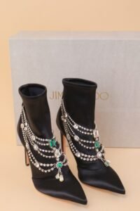 Jimmy Choo Crystal Embellished Satin Ankle Boots – IT 38.5 - Image 8