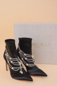 Jimmy Choo Crystal Embellished Satin Ankle Boots – IT 38.5 - Image 2