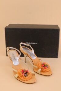 Dolce & Gabbana Snakeskin & Raffia Fruit Basket Sandals – 37 - Image 2