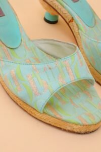 Vintage Blue Emilio Pucci Kitten Mules - 37 - Image 4