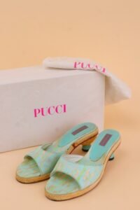 Vintage Blue Emilio Pucci Kitten Mules - 37 - Image 2