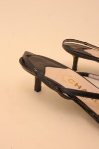 Vintage Chanel Grey Leather Slingback Sandals - 36 - Image 3