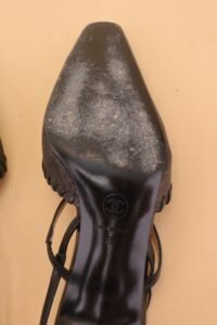Vintage Chanel Grey Leather Slingback Sandals - 36 - Image 5