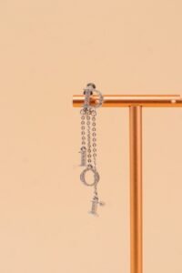 Dior Rhinestone Logo chain Clip-On Earrings - Image 3