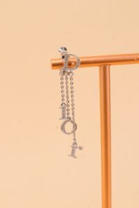 Dior Rhinestone Logo chain Clip-On Earrings