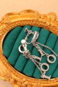 Dior Rhinestone Logo chain Clip-On Earrings - Image 5