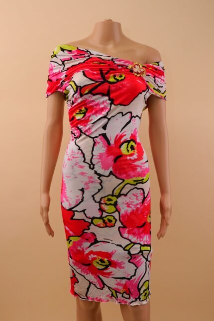 Roberto Cavalli S/S 2005 Floral Off-Shoulder Dress – S
