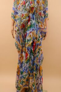 Dolce & Gabbana Majolica Print Silk Kaftan Dress – IT 46 - Image 3
